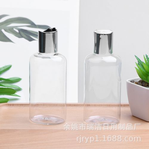 工厂100ml扁瓶pet塑料瓶电化铝千秋盖瓶消毒凝胶瓶洗手液透明分装