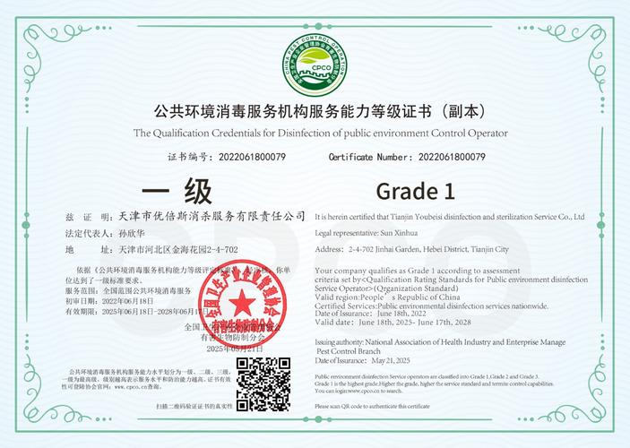 公共环境消毒服务机构服务能力等级证书 含义、等级划分与申办要点